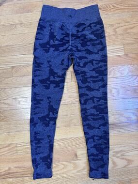Women’s Camo Seamless High Waisted Workout Leggings Size M Gray Black